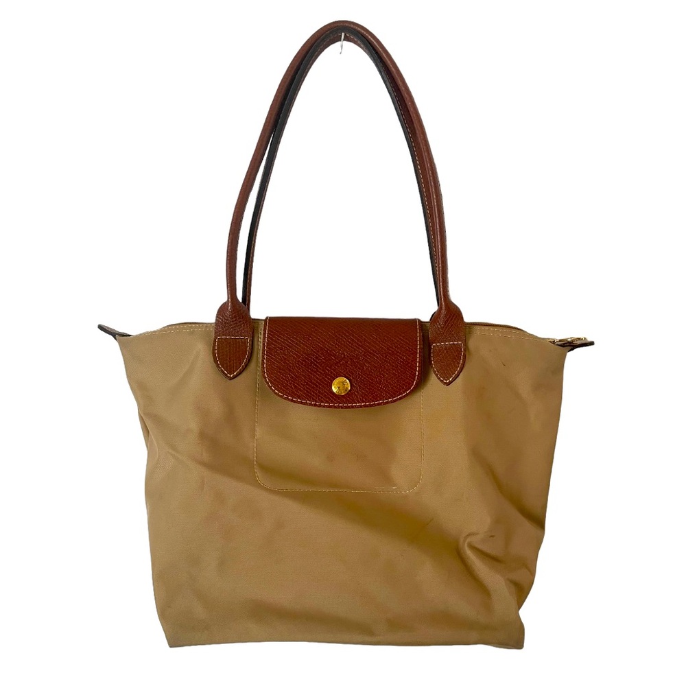 Longchamp Le Pliage Tote Tan Nylon Tote Bag Leather Handles